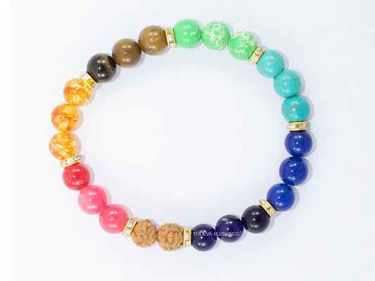 Rudraksha and Stone Bracelet