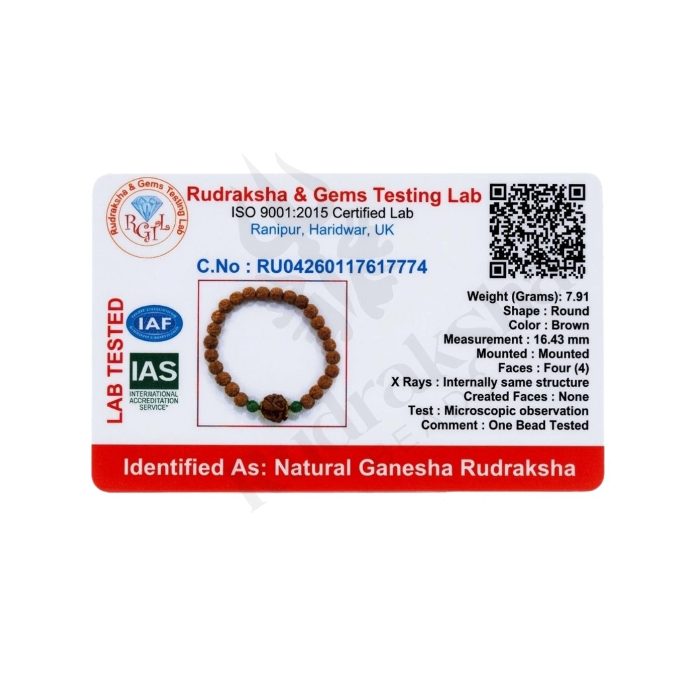 GANESH RUDRAKSHA BRACELET (NEPALI) Obstacle Remover Bracelet