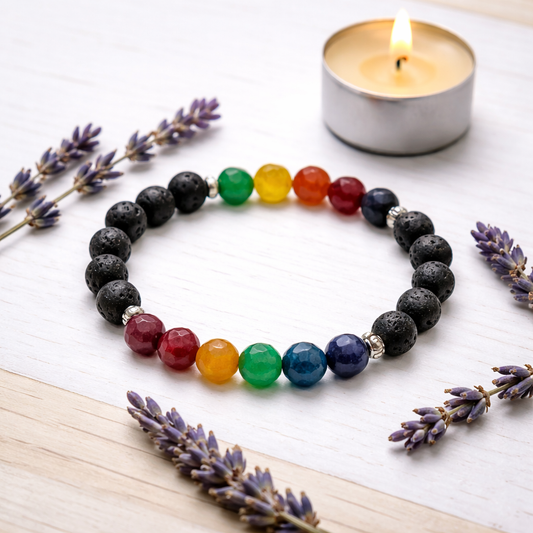 7 CHAKRA AND LAVA BRACELET