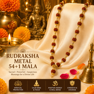 Rudraksha Metal Mala 54+1 | Meditation