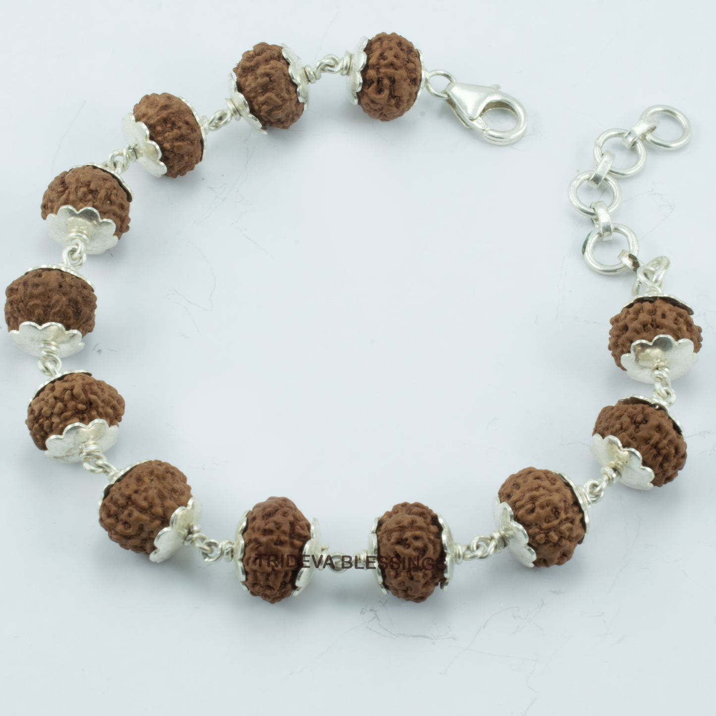 9 Mukhi Rudraksha Silver Bracelet