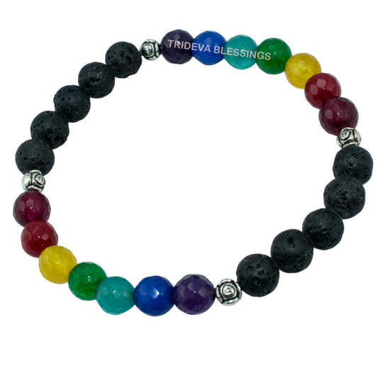 7 CHAKRA AND LAVA BRACELET