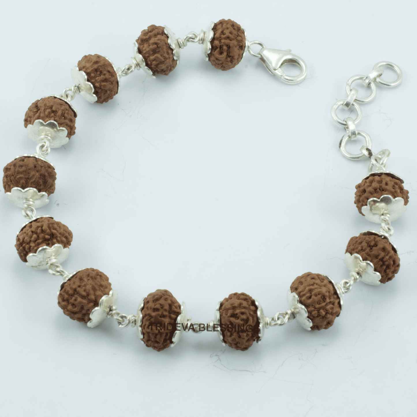 9 Mukhi Rudraksha Silver Bracelet