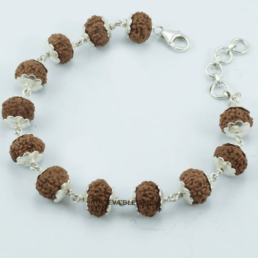 9 Mukhi Rudraksha Silver Bracelet