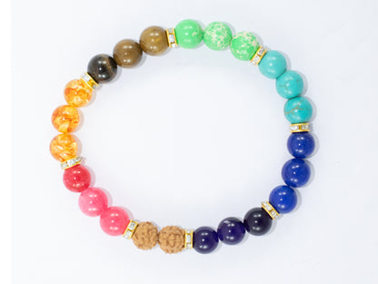 Rudraksha and Stone Bracelet