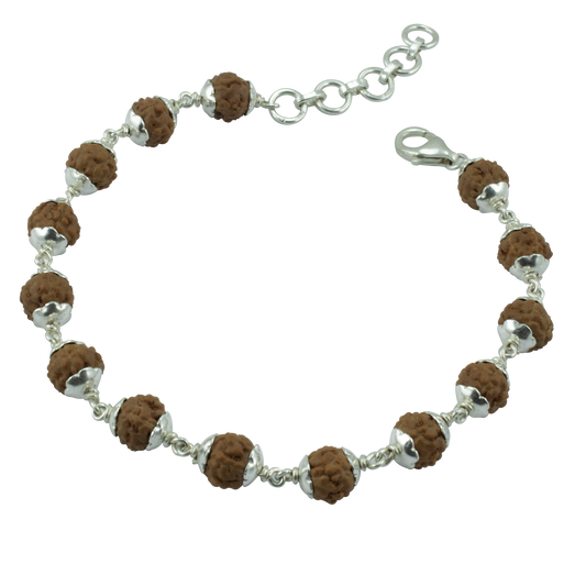 10 Mukhi Rudraksha Silver Bracelet